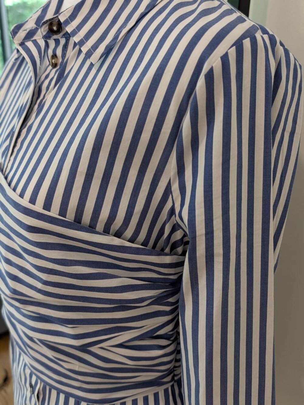 Veronica Beard Baylor Striped Ruched Corset Effect Button Down Blouse | Sz 2 - Picture 5 of 10